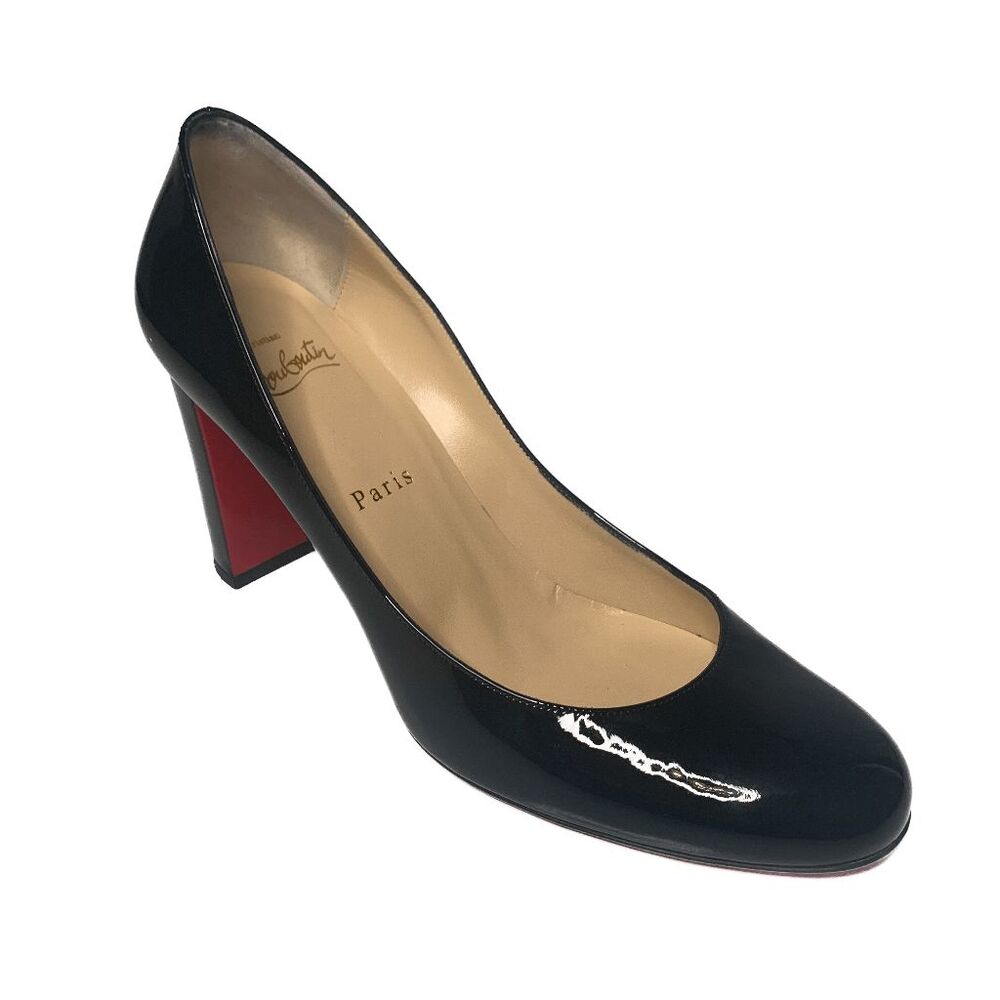 Christian Louboutin Lady Gena Black Patent Leather Pump Heels EU 38.5 US 8.5